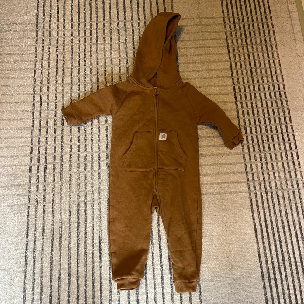 Carhartt Like New Brown Hooded Kids One Piece Romper 12 Mo